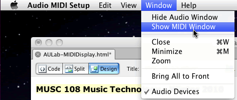 Audio MIDI Setup MIDI Window