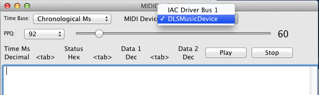 MIDIDIsplay device menu