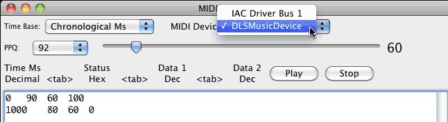 MIDIDisplay DLSMusicDevice menu item