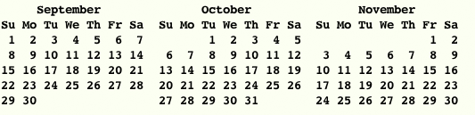 Calendar Fall 2013