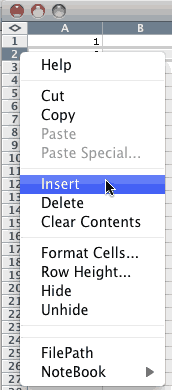 Excel insert row