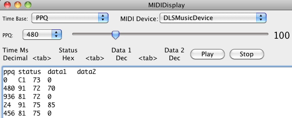 MIDIDisplay PPQ settings