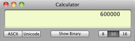 Apple calculatore hex mode