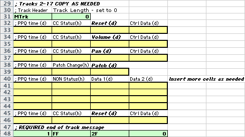 Track chunk 2 in Excel