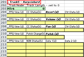 Beginning of Track 5 for harpsichord