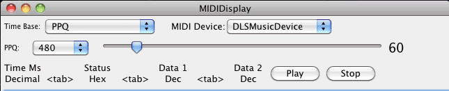 MIDIDisplay PPQ settings