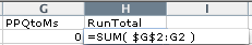 Running total formula in H2