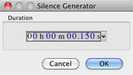 Audacity generate 150 ms of silence