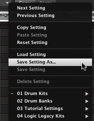 Ultrabeat Save Load settings menu