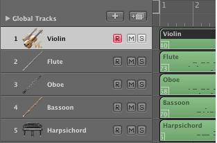 Select violin track