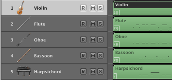 Track List with instrument icons
