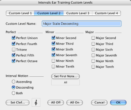 Intervals Ear Training Custom Level 2