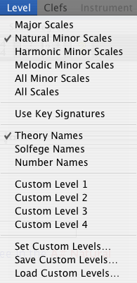 Scale Degree Level menu