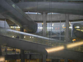 Interior of the round , grey "camembert" (Terminal 1) at Charles de Gaulle Airport