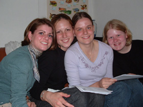 At apartment: Laura, Anna, Katie, Julie