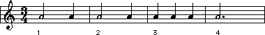 dotted half note beat unit in three four time