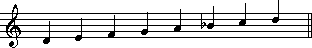 D natural minor scale