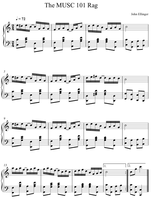 Musc 101 Rag piano solo score