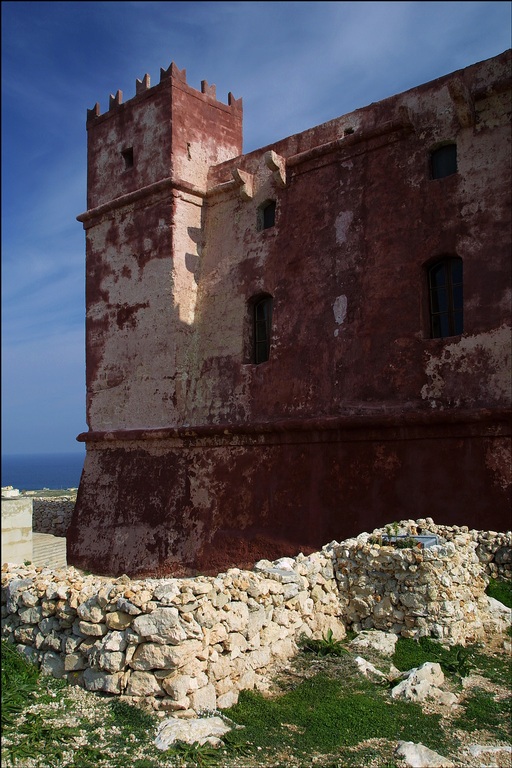 Red Tower, a fortification built by the Knights of St. John, also called the St. Agatha tower, in Mellieha, on the northwest corner of Malta